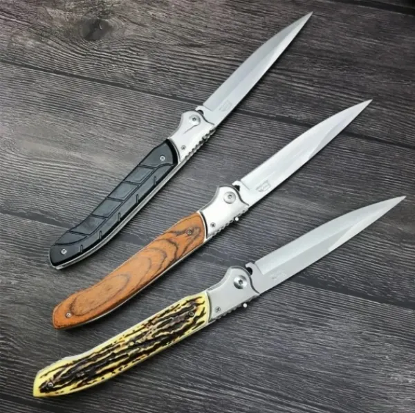 HOT ! MILIITARY TACTICAL OTF SPRING ASSIST OPEN KNIVES Finger Actuator Spear Folding Italian 12inch Stiletto Knife Outdoor Combat Hunting Dagger Survival Tools-3Colors